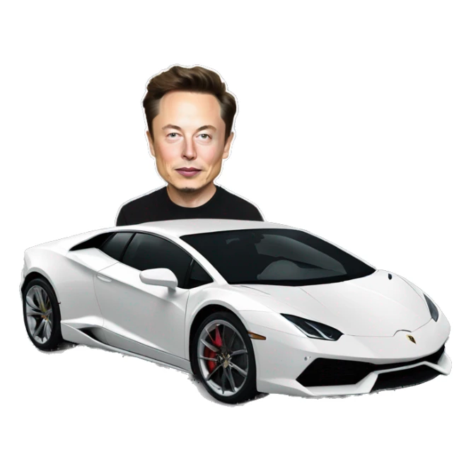 Elon Musk dans une Lamborghini sticker