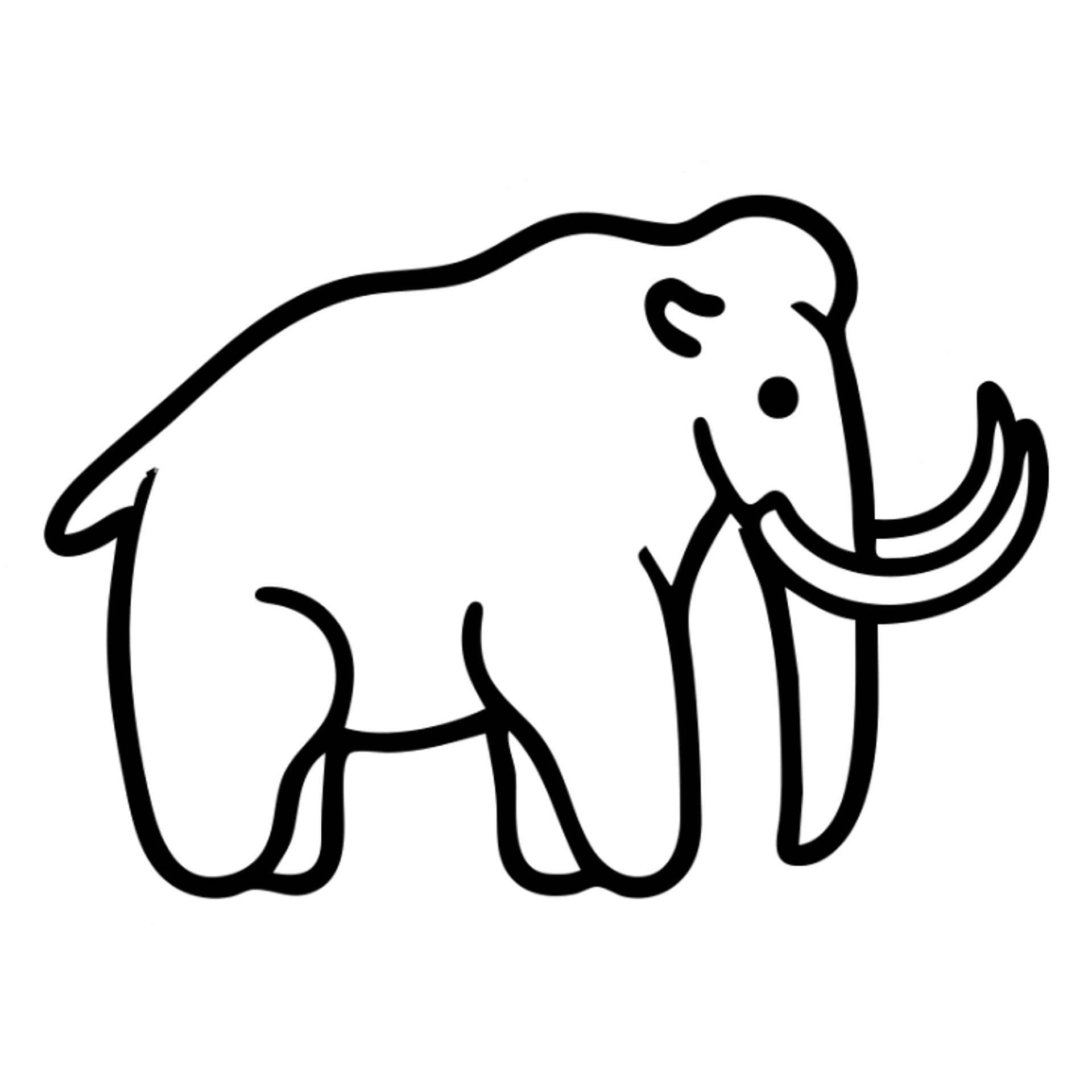 Woolly mammoth with distinctive curved tusks and trunk, side view sticker