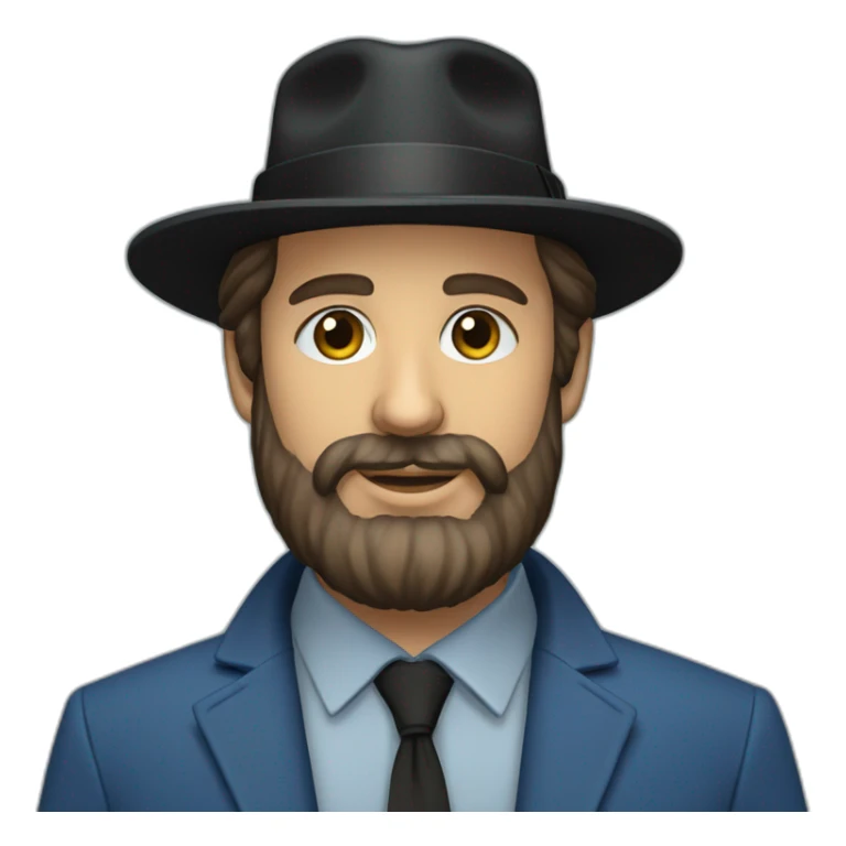 Bearded Hasidic Man in blue button down shirt, blazer, black fedora sticker
