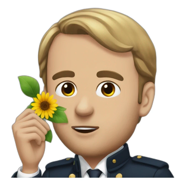 macron-hold-a-flower-in-his-mouth sticker