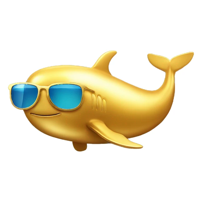 gold whale wearing sunglasses sticker