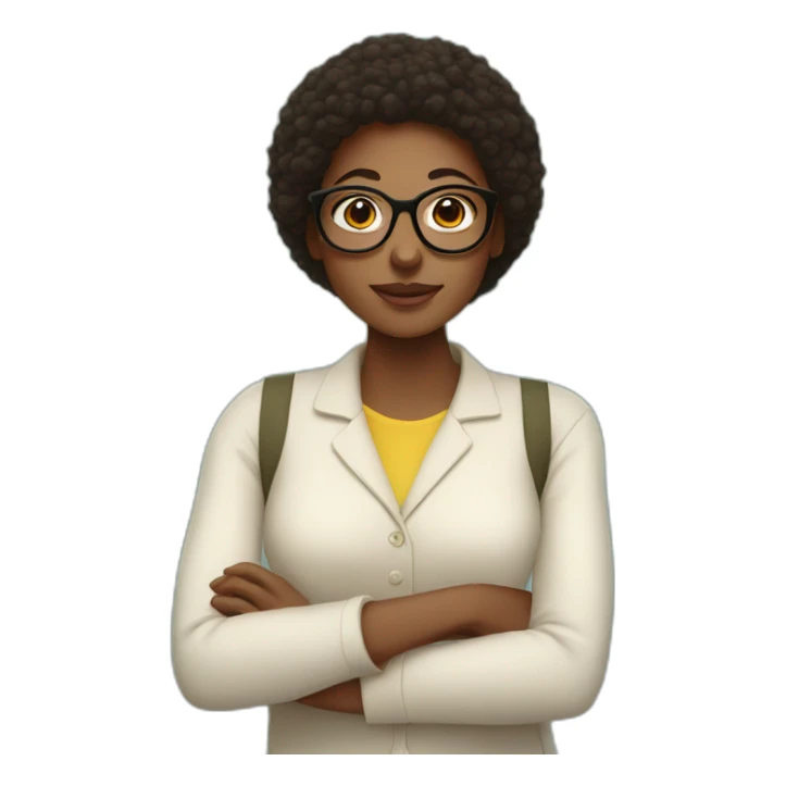 a strong women with round glasses, working with bees sticker
