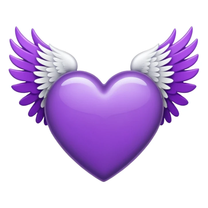 purple heart with white wings sticker