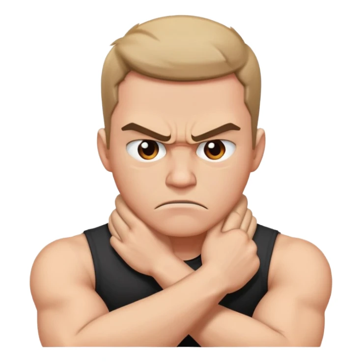 arms crossed holding neck angry guy sticker