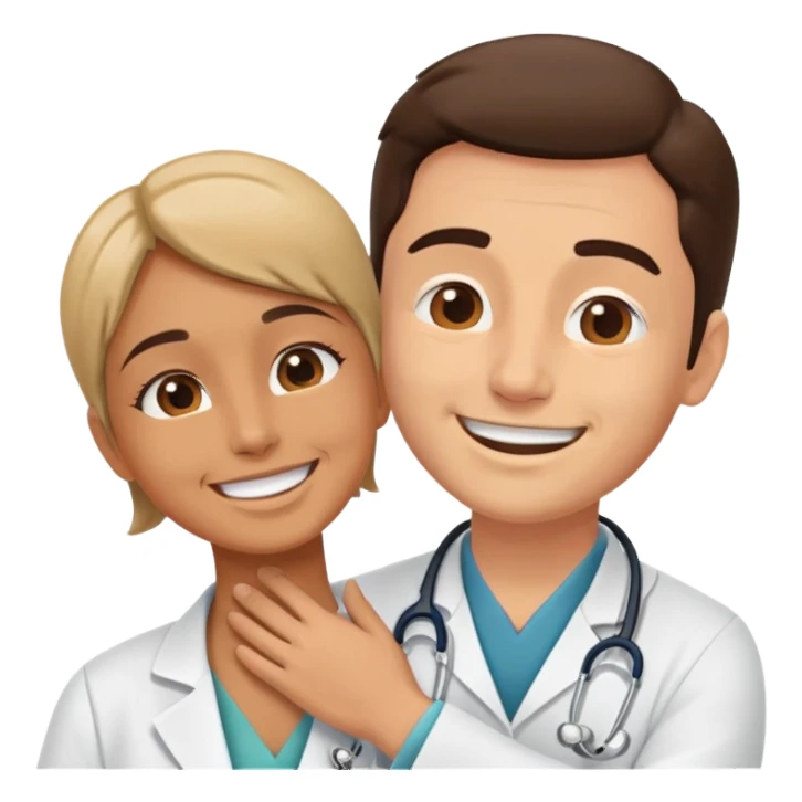 doctor smiling while palpating a patient's neck sticker