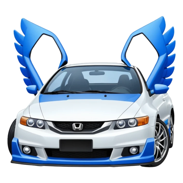 8th gen all white honda si with blue wing sticker
