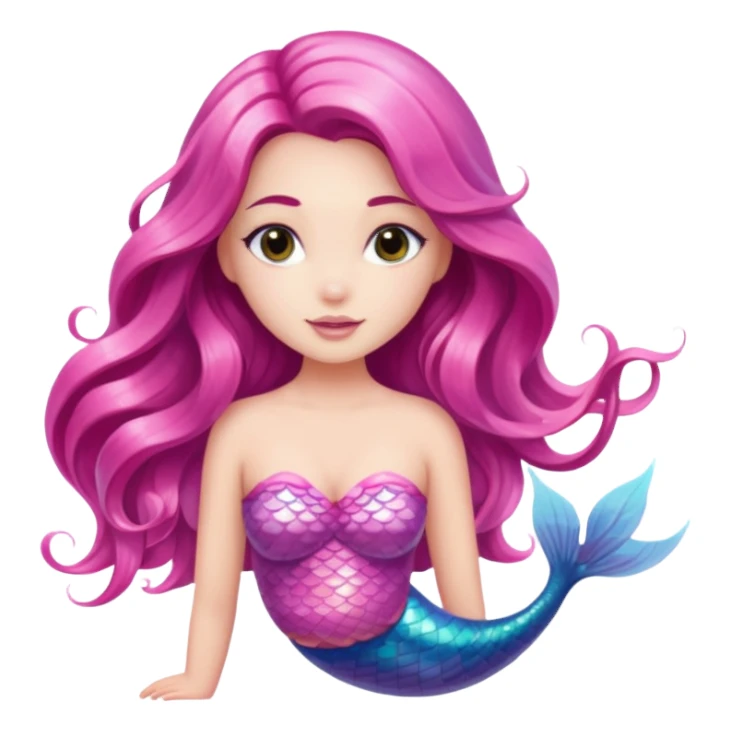 White brunette mermaid with pink tail sticker