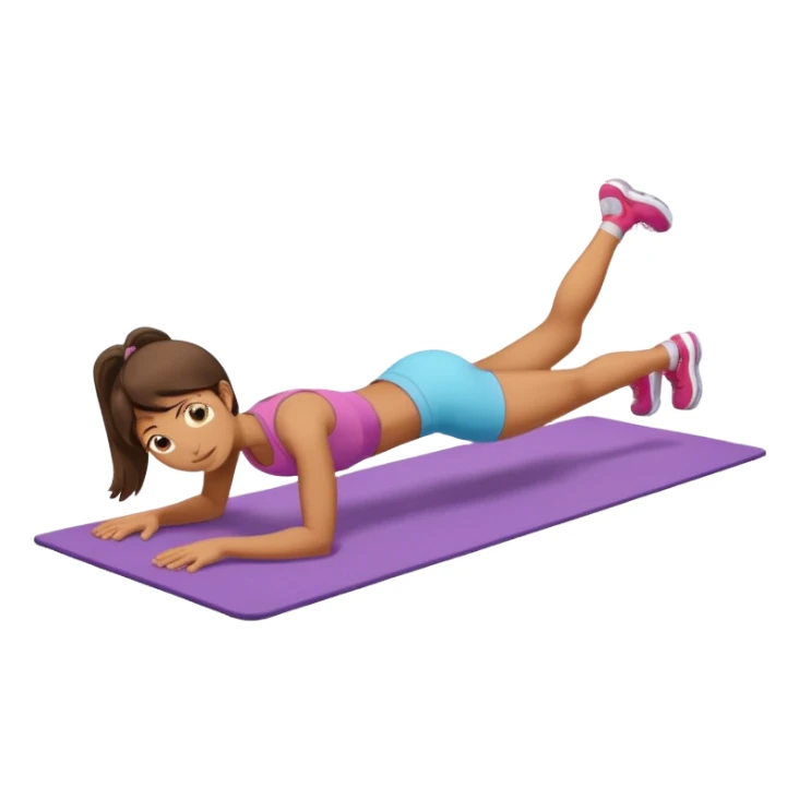 girl is doing plank on the mat sticker