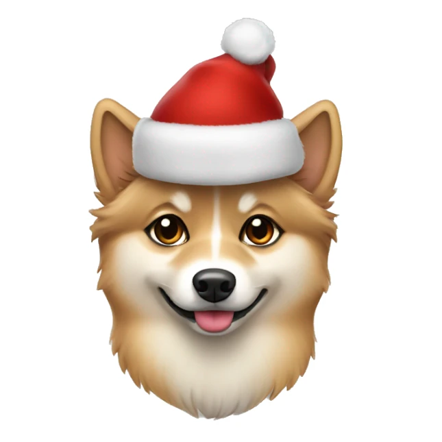 Tan Cute Pomsky dog with Christmas hat sticker