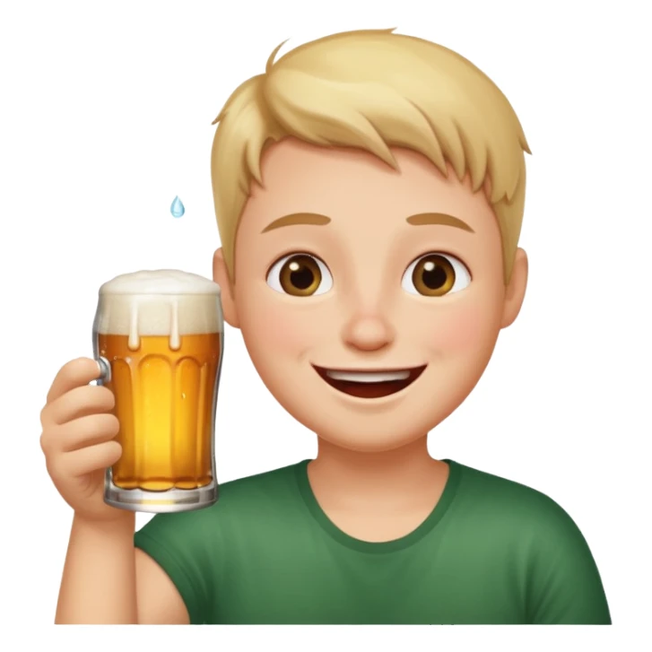 it should be a laughing emoji like a round face pointing forward and crying with laughter with a glass of beer in his other hand  sticker