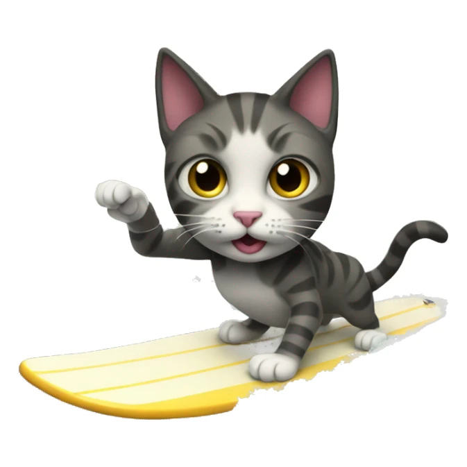 Cat surfing sticker