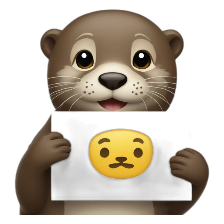 otter holding a sign that says good bye sticker