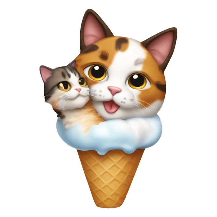 Icecream with calico cat sticker