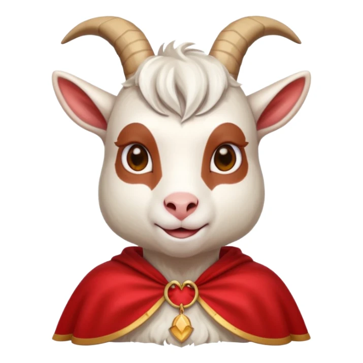white female goat wearing a read cape sticker
