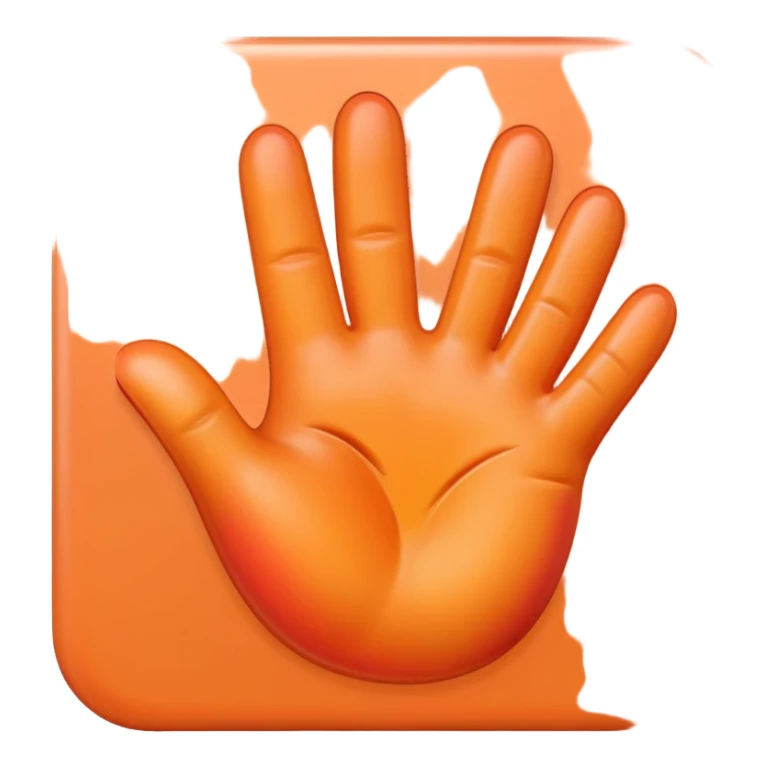 Peach emoji with hand print sticker