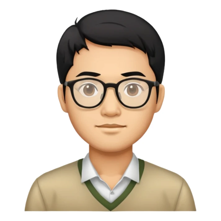 vietnamese man black hair glasses sticker