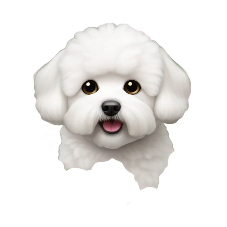 White bichon frise with pink roses  sticker