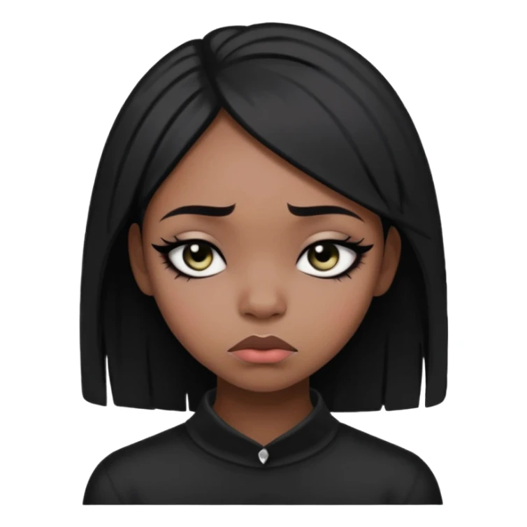 black girl with dramatic eyeliner, sad emo expression sticker