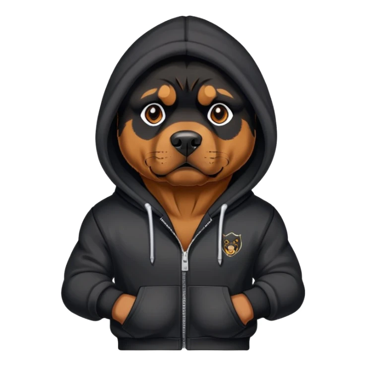 Rottweiler wearing hoodie sticker