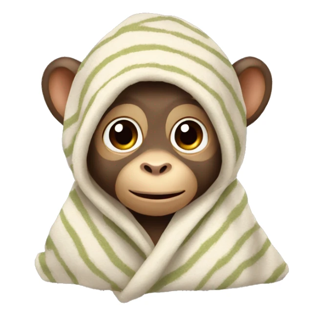 baby monkey wearing a blanket ￼ sticker