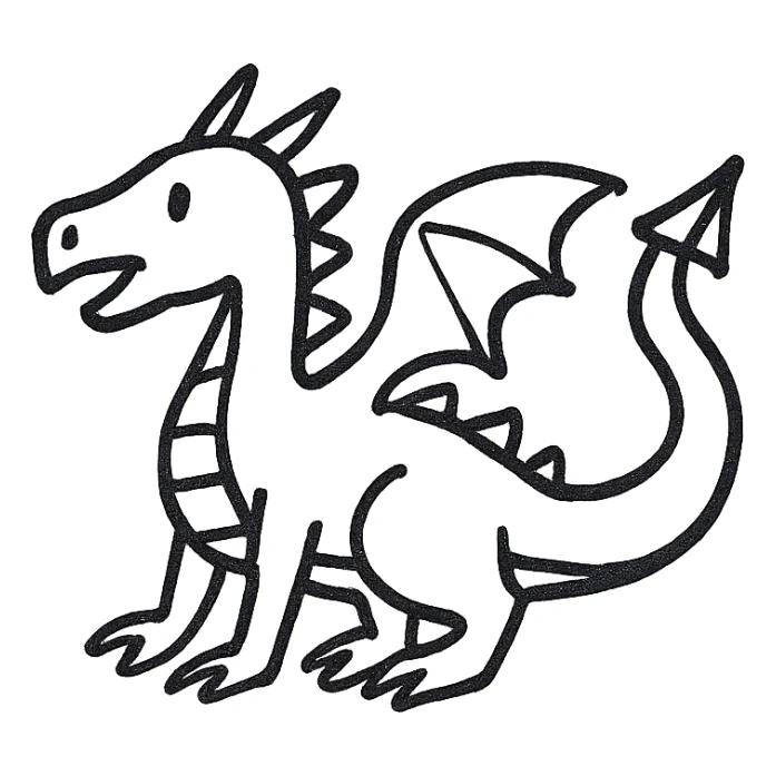 dragon hand drawn black outline sticker