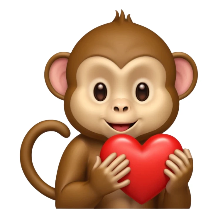 קוף שולח נשיקה על לב אדום באמצע שלו sticker