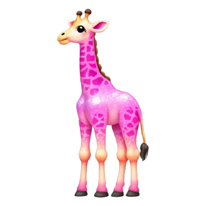 Pink ombre full body giraffe with glitter  sticker