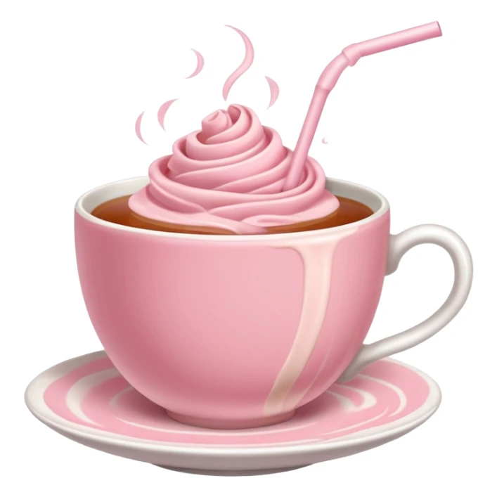 rose hot milk tea with tea cup sticker