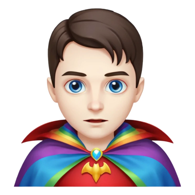 Vampire with blue eyes and rainbow cape sticker