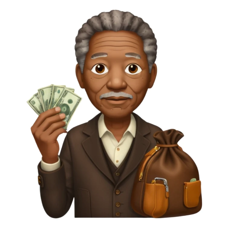 morgan freeman holding money bag sticker