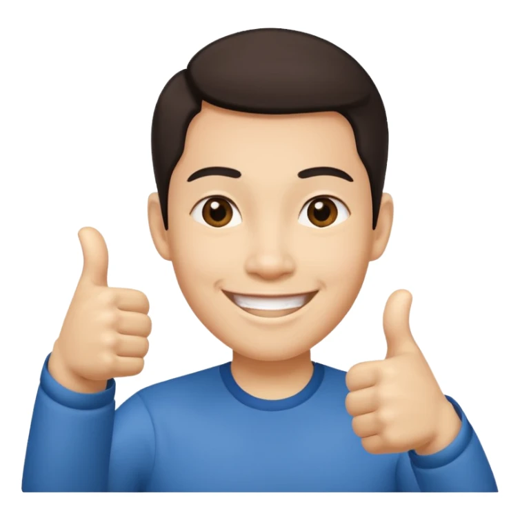 Smiley face with two thumbs up. The face is asian sticker