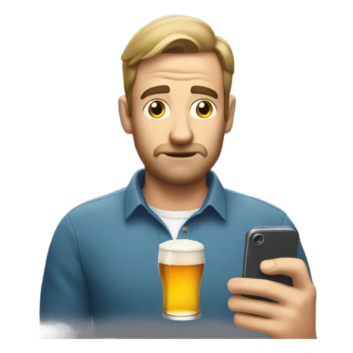 guy drinking a beer and looking at a phone sticker