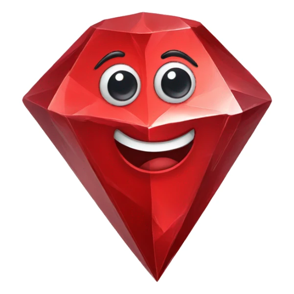 Hand drawn red diamond with happy eyes sticker