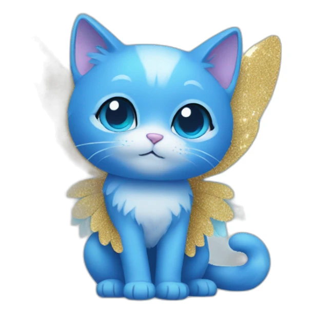 Glitter blue cat with wings sticker