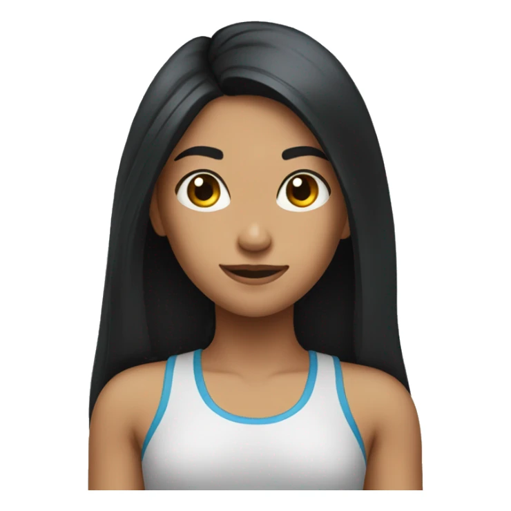 girl long black hair working out sticker