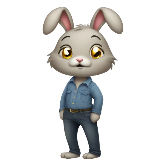 an anxious rabbit in pants half body  sticker