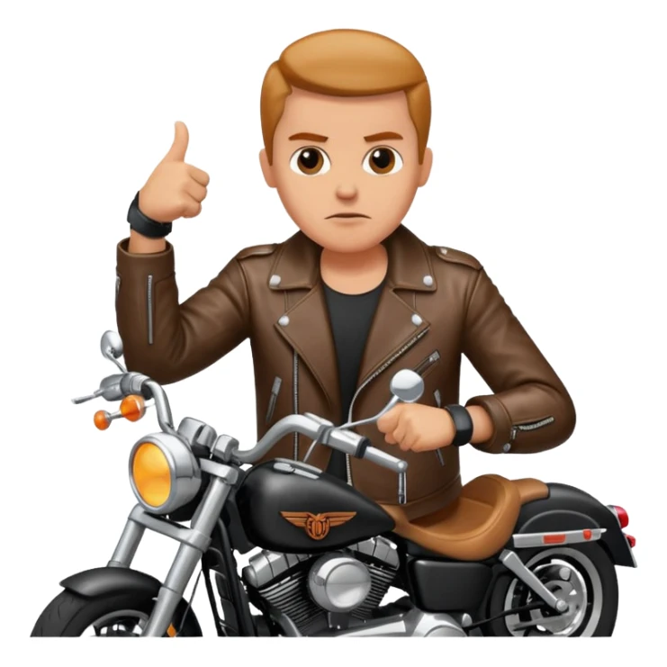 Biker on Harley motorcycle with his thumbs down sticker