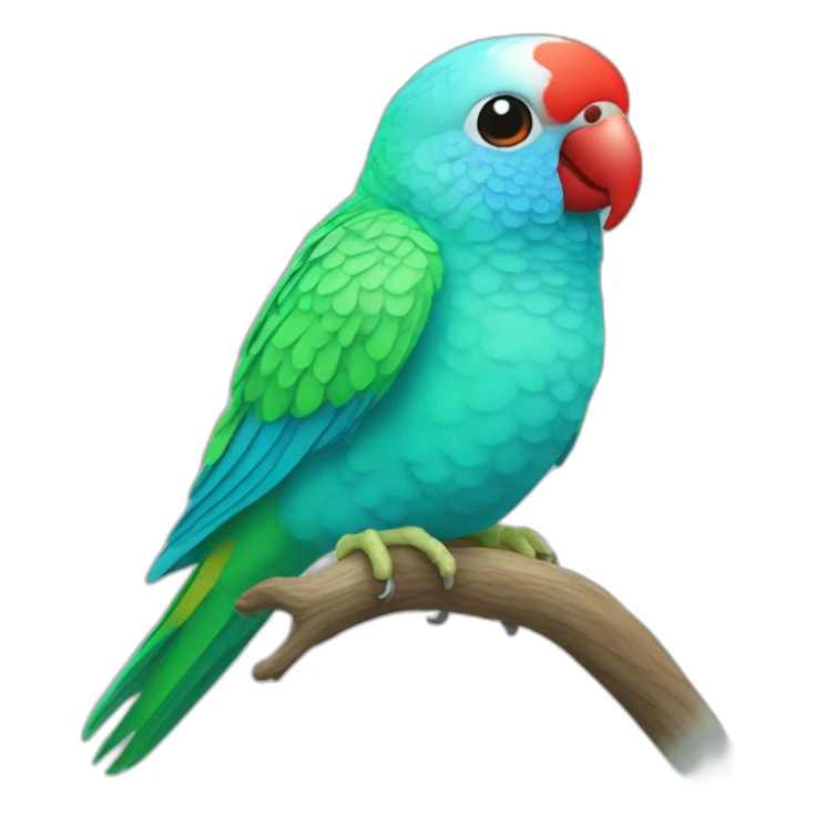 turqouise parakeet with red beak head sticker