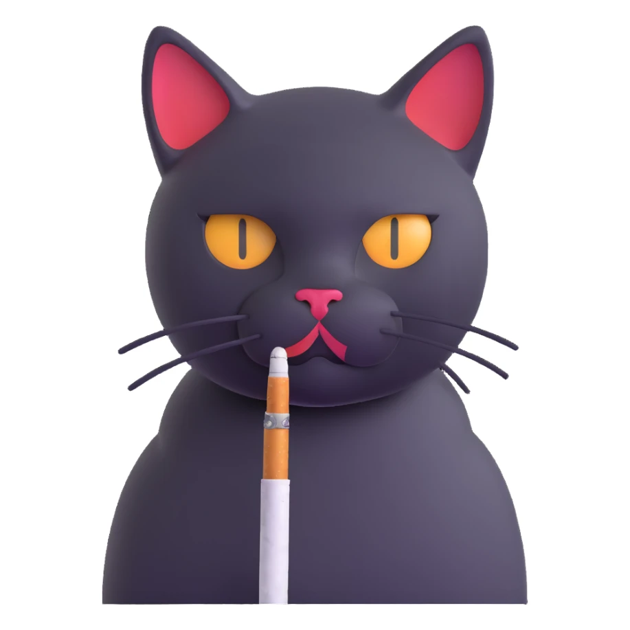 cat with cigarette in mouth staring intensely sticker