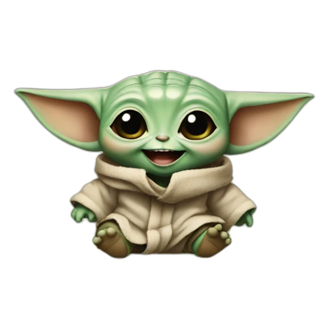 Baby yoda laughing sticker