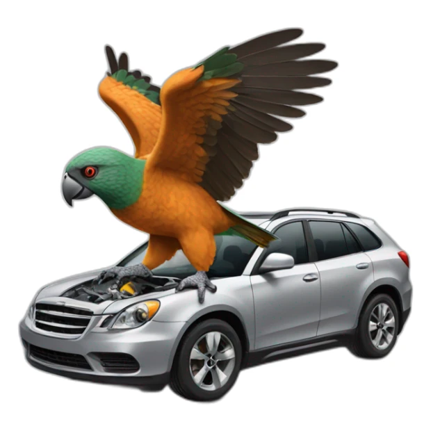 Kea bird ripping parts off car sticker