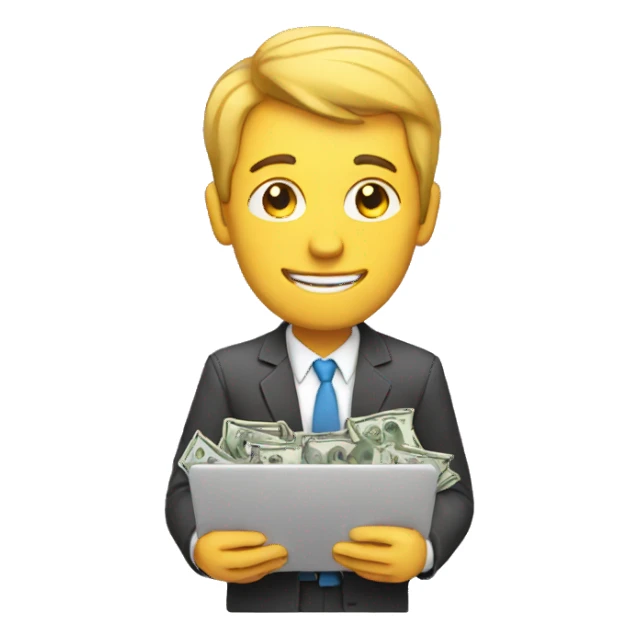 man with laptop and cash sticker