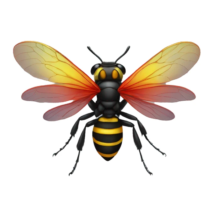 German black red yellow Wasp iridescent wings sticker