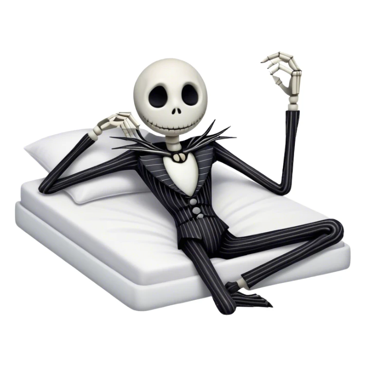 Jack skellington laying on a bed sticker