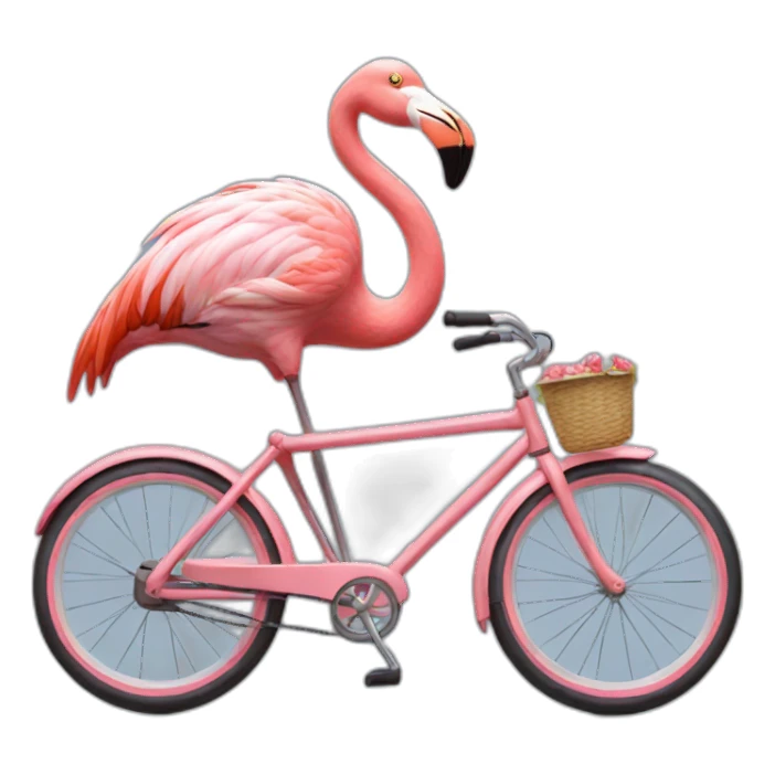 A flamingo riding a bike sticker