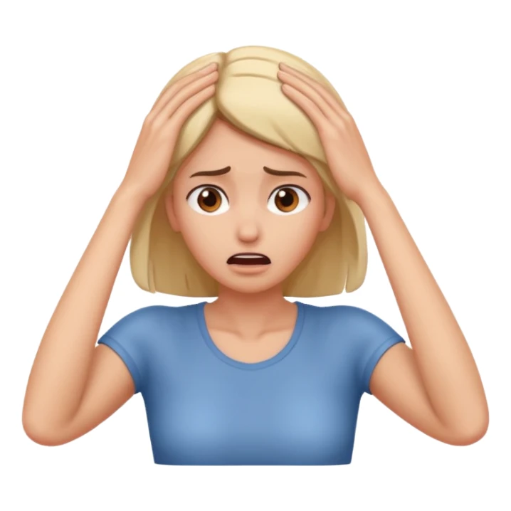 scared woman with her hands on her head, different pose sticker