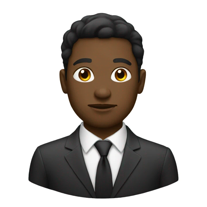 black male in a suit thinking sticker
