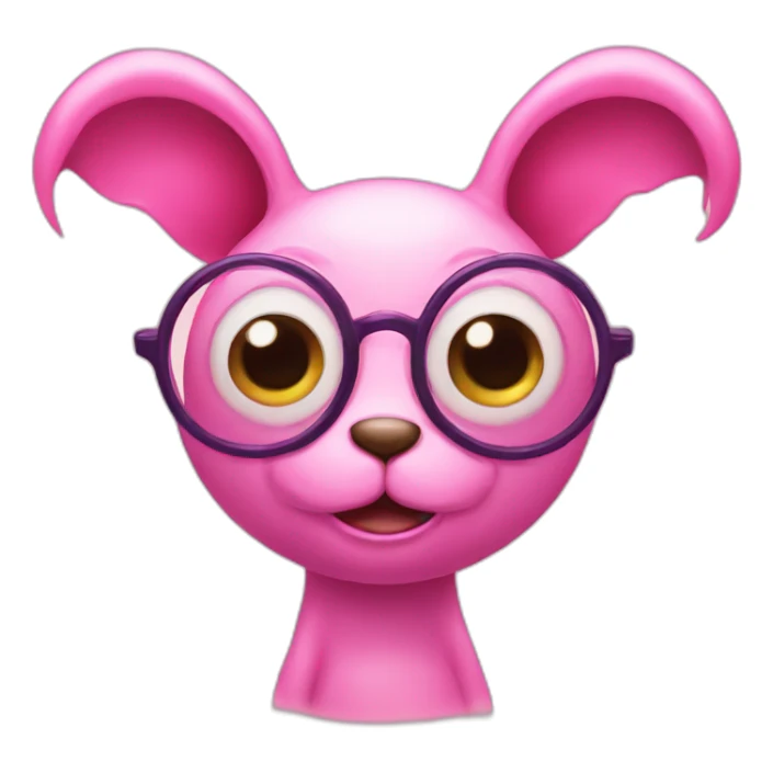 A pink four eyed creature with big ears sticker