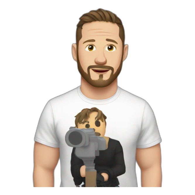 Tom Hardy wearing t-shirt sticker