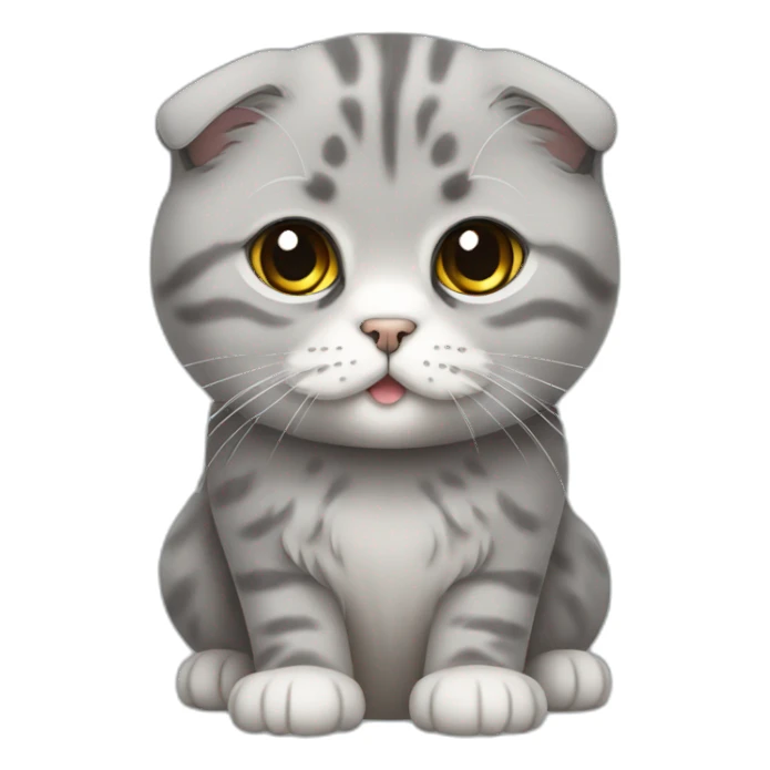 Scottish Fold Cat long hair all grey sticker